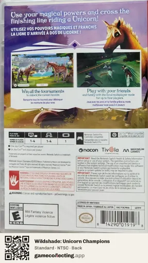 Wildshade: Unicorn Champions Nintendo Switch, NTSC box back