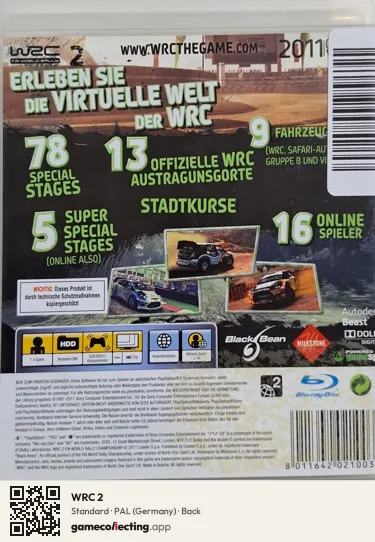 WRC 2 PlayStation 3, Germany box back