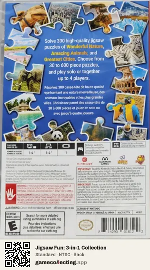 Jigsaw Fun: 3-in-1 Collection Nintendo Switch, NTSC box back
