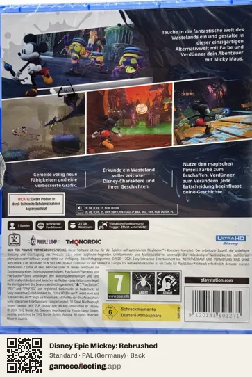 Disney Epic Mickey: Rebrushed PlayStation 5, Germany box back
