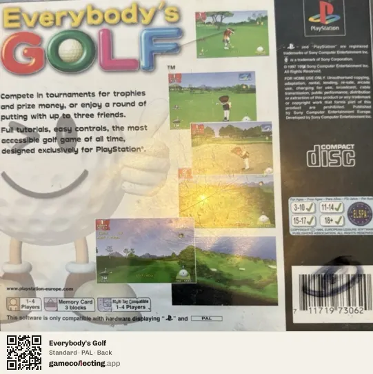 Everybody's Golf PlayStation, PAL box back