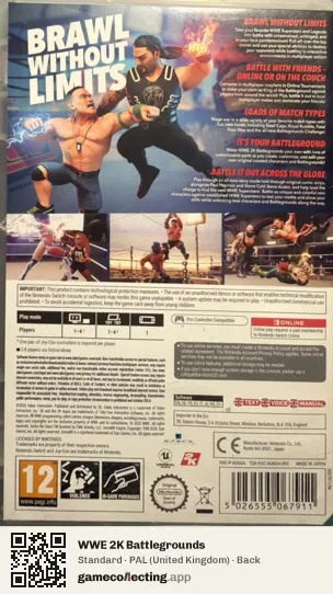 WWE 2K Battlegrounds Nintendo Switch, United Kingdom box back