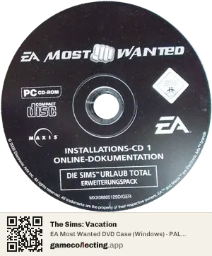 The Sims: Vacation Computer, PAL disc