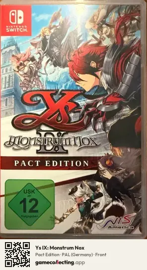 Ys IX: Monstrum Nox Nintendo Switch, Germany box front