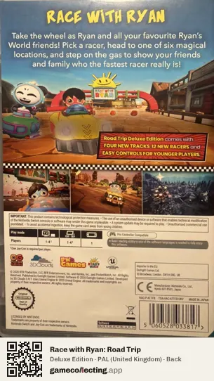 Race with Ryan: Road Trip Nintendo Switch, United Kingdom box back