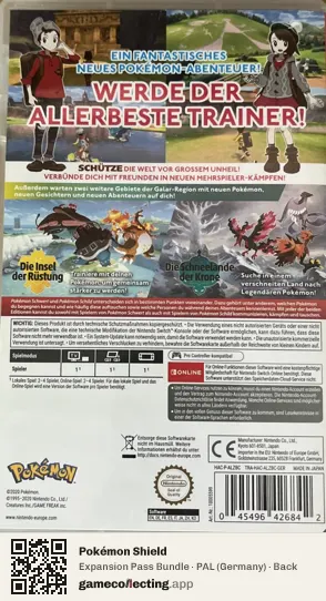 Pokémon Shield Nintendo Switch, Germany box back