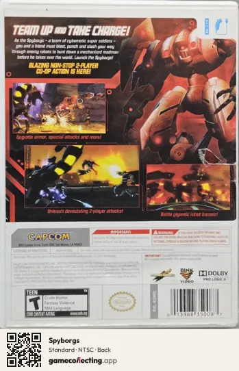 Spyborgs Nintendo Wii, NTSC box back