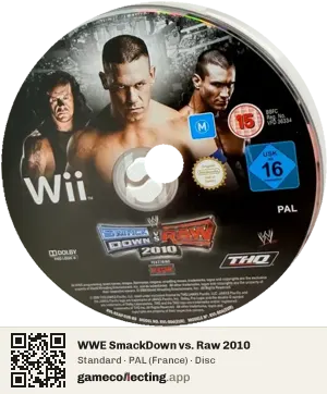 WWE SmackDown vs. Raw 2010 Nintendo Wii, PAL disc