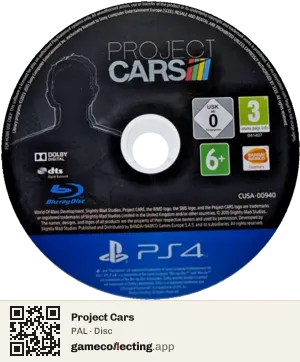 Project Cars PlayStation 4, PAL disc