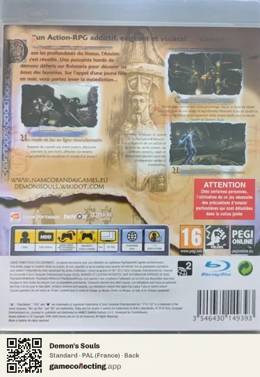 Demon's Souls PlayStation 3, France box back