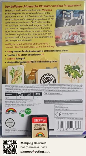 Mahjong Deluxe 3 Nintendo Switch, Germany box back