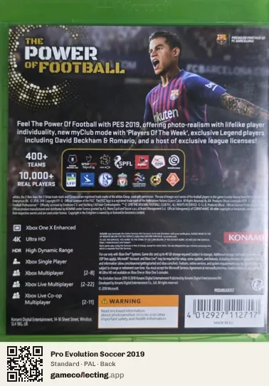 Pro Evolution Soccer 2019 Xbox One, PAL box back