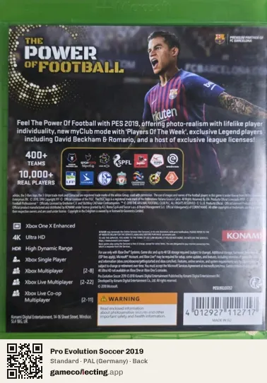 Pro Evolution Soccer 2019 Xbox One, Germany box back