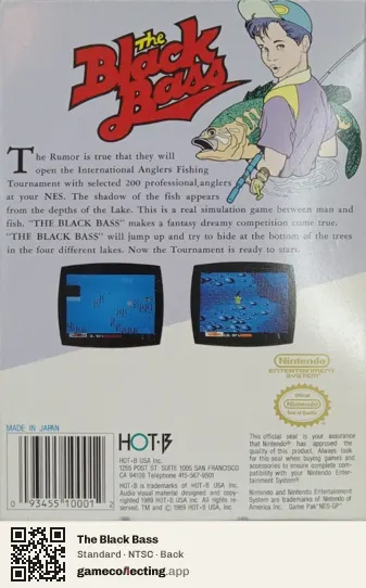 The Black Bass Nintendo Entertainment System, NTSC box back