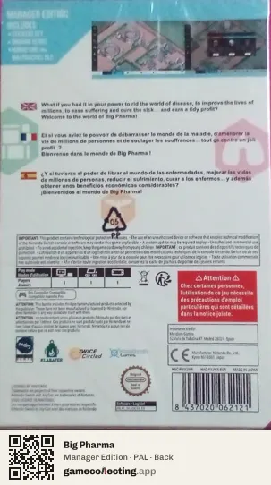 Big Pharma Nintendo Switch, PAL box back