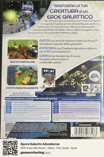 Spore Galactic Adventures Computer, Italy box back