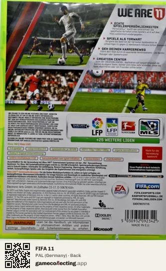 FIFA 11 Xbox 360, Germany box back