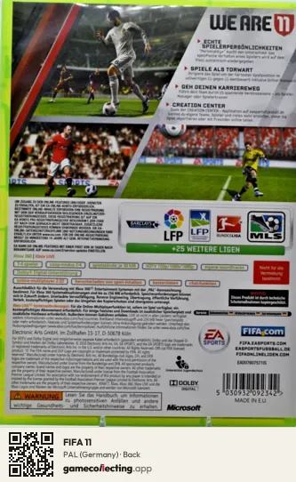 FIFA 11 Xbox 360, Germany box back