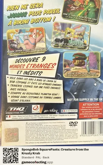 SpongeBob SquarePants: Creature from the Krusty Krab PlayStation 2, PAL box back