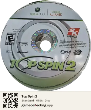 Top Spin 2 Xbox 360, NTSC disc