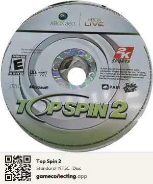Top Spin 2 Xbox 360, NTSC disc