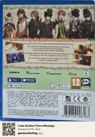 Code: Realize: Future Blessings PlayStation Vita, NTSC box back