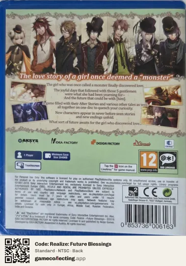 Code: Realize: Future Blessings PlayStation Vita, NTSC box back