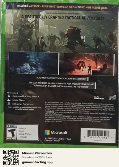 Miasma Chronicles Xbox Series X, NTSC box back