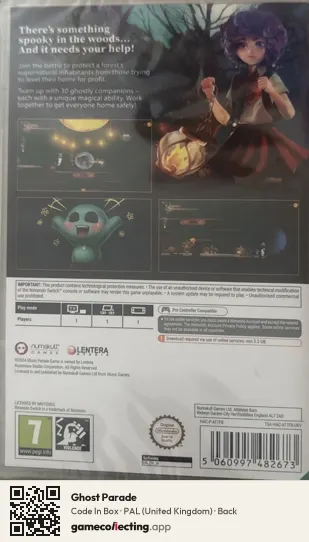 Ghost Parade Nintendo Switch, United Kingdom box back
