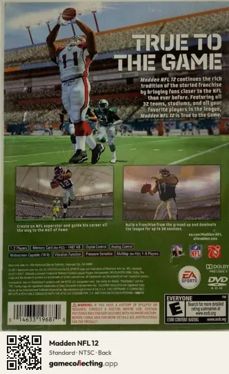 Madden NFL 12 PlayStation 2, NTSC box back