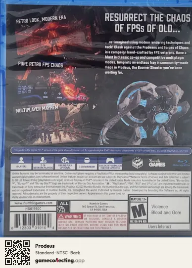 Prodeus PlayStation 4, NTSC box back