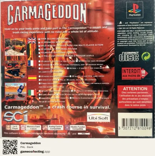 Carmageddon PlayStation, PAL box back