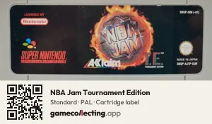 NBA Jam Tournament Edition Super Nintendo Entertainment System, PAL cartridge label