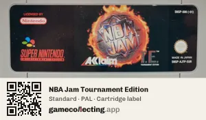 NBA Jam Tournament Edition Super Nintendo Entertainment System, PAL cartridge label