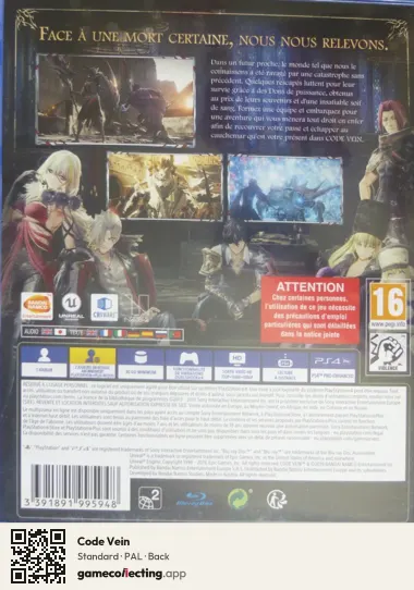 Code Vein PlayStation 4, PAL box back