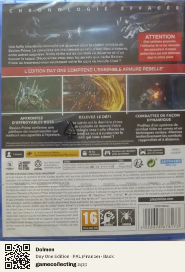 Dolmen PlayStation 5, France box back