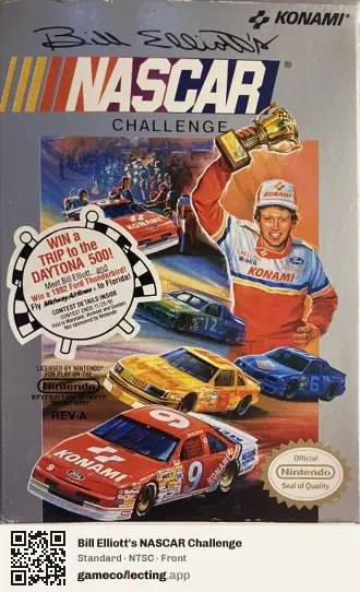 Bill Elliott's NASCAR Challenge Nintendo Entertainment System, NTSC box front