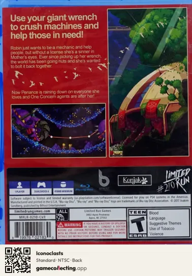 Iconoclasts PlayStation 4, NTSC box back