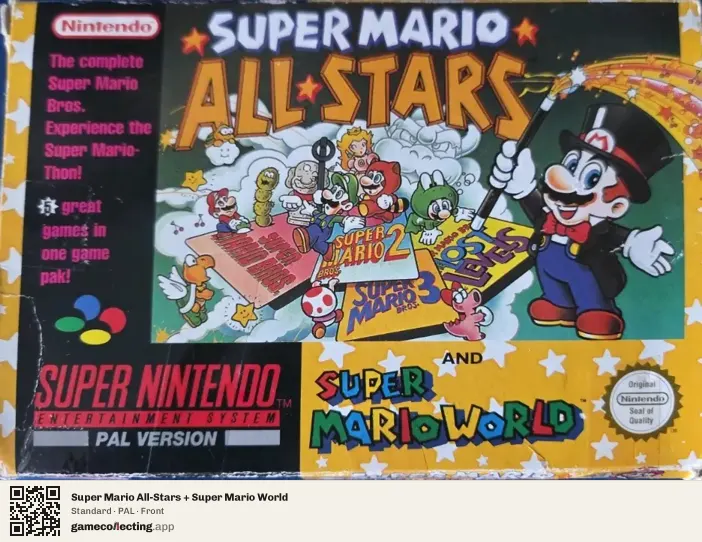 Super Mario All-Stars + Super Mario World Super Nintendo Entertainment System, PAL box front