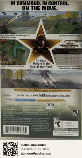 Field Commander PlayStation Portable, NTSC box back