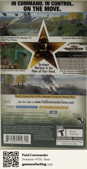 Field Commander PlayStation Portable, NTSC box back