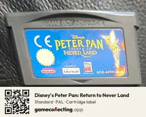 Disney's Peter Pan: Return to Never Land Game Boy Advance, PAL cartridge label