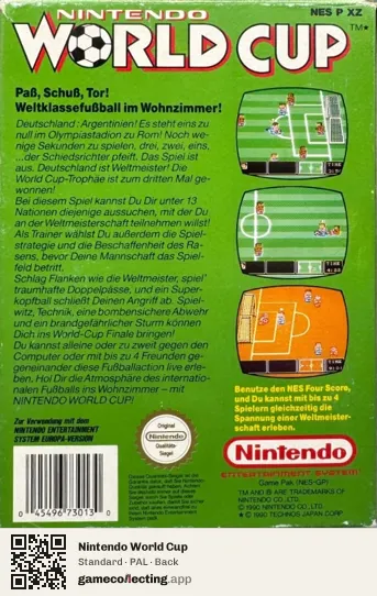 Nintendo World Cup Nintendo Entertainment System, PAL box back