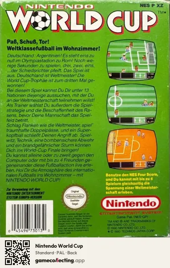 Nintendo World Cup Nintendo Entertainment System, PAL box back