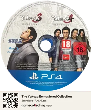 The Yakuza Remastered Collection PlayStation 4, PAL disc
