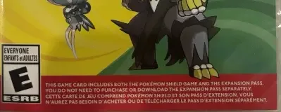 Pokémon Shield, the ESRB box on its front