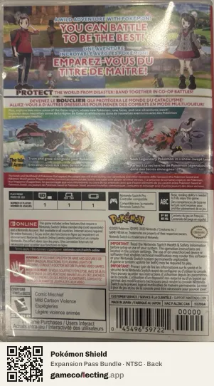 Pokémon Shield Nintendo Switch, NTSC box back
