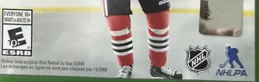 NHL 16, the ESRB box on its front