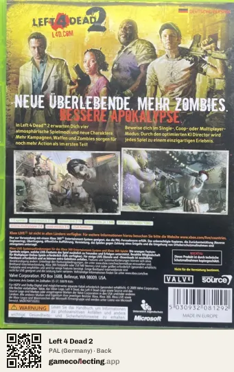 Left 4 Dead 2 Xbox 360, Germany box back