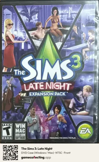 The Sims 3: Late Night Computer, NTSC box front